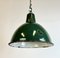 Lámpara colgante industrial de fábrica esmaltada en verde, años 60, Imagen 6