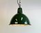 Lámpara colgante industrial de fábrica esmaltada en verde, años 60, Imagen 14