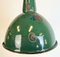 Lámpara colgante industrial de fábrica esmaltada en verde, años 60, Imagen 4