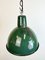 Lámpara colgante industrial de fábrica esmaltada en verde, años 60, Imagen 8