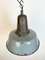 Large Industrial Grey Enamel Factory Lamp with Cast Iron Top, 1960s, Image 7