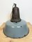 Large Industrial Grey Enamel Factory Lamp with Cast Iron Top, 1960s, Image 11