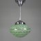 Art Deco Hanging Lamp with Green Cloudy Glass Shade, 1930s 1