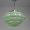 Art Deco Hanging Lamp with Green Cloudy Glass Shade, 1930s 5