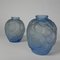 Art Deco Frosted Glass Vases with Chrysanthemums and Leaf Decor, 1930s, Set of 2 12