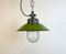 Green Enamel and Cast Iron Industrial Pendant Light, 1960s 2