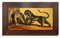 Margat, Exceptional Lacquer on a Gold Background Depicting Two Felines, France, 1942, Lacquer 1