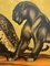 Margat, Exceptional Lacquer on a Gold Background Depicting Two Felines, France, 1942, Lacquer 6