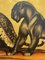 Margat, Exceptional Lacquer on a Gold Background Depicting Two Felines, France, 1942, Lacquer, Image 6