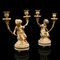 French Victorian Cherubic Candleholders Gilt and Onyx, Set of 2 1