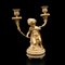 French Victorian Cherubic Candleholders Gilt and Onyx, Set of 2 3