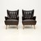 Vintage Italian Leather Wing Back Armchairs, 1960s, Set of 2, Image 2