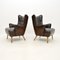 Vintage Italian Leather Wing Back Armchairs, 1960s, Set of 2, Image 3