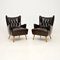 Vintage Italian Leather Wing Back Armchairs, 1960s, Set of 2, Image 1