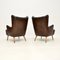 Vintage Italian Leather Wing Back Armchairs, 1960s, Set of 2, Image 5