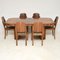 Art Deco Walnut Dining Table and Chairs, 1920s, Set of 7 1