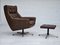 Danish Swivel Chair with Footstool in Leather, 1970s, Set of 2, Image 22