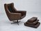 Chaise Pivotante avec Repose-Pieds en Cuir, Danemark, 1970s, Set de 2 3