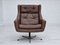 Danish Swivel Chair with Footstool in Leather, 1970s, Set of 2, Image 12