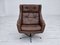 Danish Swivel Chair with Footstool in Leather, 1970s, Set of 2 10