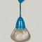 Industrial Bauhaus Factory Pendant Lamp in Blue Holophane Glass, 1920s 1