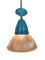 Industrial Bauhaus Factory Pendant Lamp in Blue Holophane Glass, 1920s, Image 2
