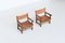 Spanish Lounge Chairs in Oak and Saddle Leather, 1960s, Set of 2 3