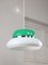 Italian Space Age Ceiling Lamp in Green in White & Green Acrylic Glass and Chrome, 1970s, Image 6