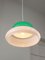 Italian Space Age Ceiling Lamp in Green in White & Green Acrylic Glass and Chrome, 1970s, Image 3