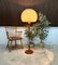 Large Height Adjustable Teak Floor Lamp with Brass Details & Woolen Lampshade from Temde Leuchten, 1960s 7
