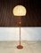 Lampada da terra grande regolabile in teak con dettagli in ottone e paralume in lana di Temde Leuchten, anni '60, Immagine 4