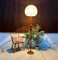 Große höhenverstellbare Teak Stehlampe mit Messingdetails & Lampenschirm aus Wolle von Temde Leuchten, 1960er 3