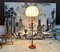 Lámpara de pie de teca grande ajustable en altura con detalles de latón y pantalla de lana de Temde Leuchten, años 60, Imagen 2
