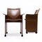 Italian Korium Armchairs in Brown Leather by Tito Agnoli for Matteo Grassi, 1980s, Set of 2 2
