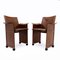 Italian Korium Armchairs in Brown Leather by Tito Agnoli for Matteo Grassi, 1980s, Set of 2, Image 1