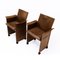 Italian Korium Armchairs in Brown Leather by Tito Agnoli for Matteo Grassi, 1980s, Set of 2 3