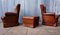 Vintage Tufted Leather Wingback Armchairs with Ottoman, 1980s, Set of 3 11