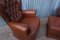 Vintage Tufted Leather Wingback Armchairs with Ottoman, 1980s, Set of 3 8