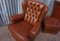 Vintage Tufted Leather Wingback Armchairs with Ottoman, 1980s, Set of 3 13