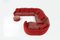 Divano modulare Roche Bobois rosso con tappezzeria, anni '80, set di 6, Immagine 2