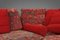 Sofá modular Roche Bobois de tapicería roja y estampada, años 80. Juego de 6, Imagen 21