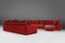 Sofá modular Roche Bobois de tapicería roja y estampada, años 80. Juego de 6, Imagen 13