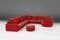 Modular Sofa in Red and Patterned Upholstery from Roche Bobois, 1980s, Set of 6 5