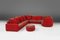 Modulares Roche Bobois Sofa in Rot mit gemustertem Bezug, 1980er, 6er Set 5