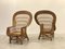 Wicker and Bamboo Armchairs, 1970s, Set of 4 8