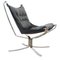 Chaises Falcon Vintage Scandinaves en Chrome et Cuir par Sigurd Resell, Set de 2 5