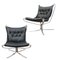 Vintage Scandinavian Modern Chrome & Leather Falcon Chairs by Sigurd Resell, Set of 2 1