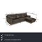 650 Leder Sofa und Hocker in Grau, 2er Set 2