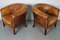Vintage Dutch Cognac Leather Club Chairs with Footstools, Set of 4 9