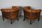 Vintage Dutch Cognac Leather Club Chairs with Footstools, Set of 4 13